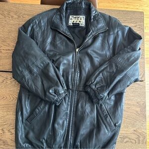 Oversized vintage leather jacket